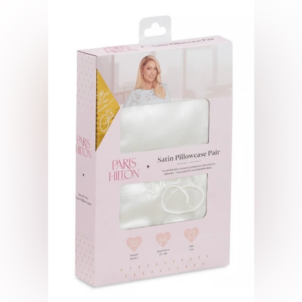 Paris Hilton Satin Pillowcase Pair ~ Color: Cloud Dancer * NIB - Picture 7 of 10